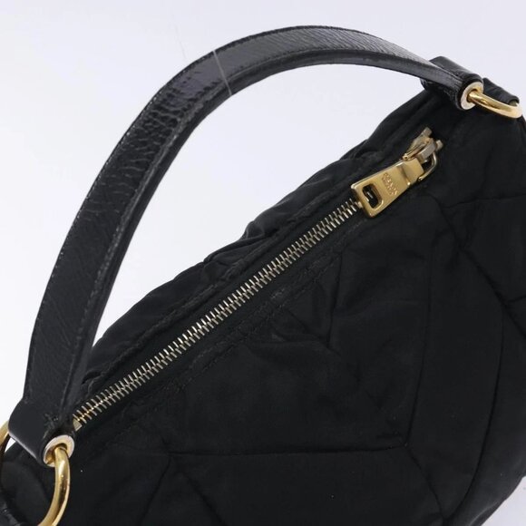 PRADA Shoulder Bag Nylon Black Gold Auth ki5865 - Picture 7 of 16